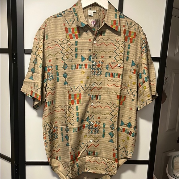 The Territory Ahead Brown Casual Button Down Shirt Silk Mens Size Large - Picture 1 of 4
